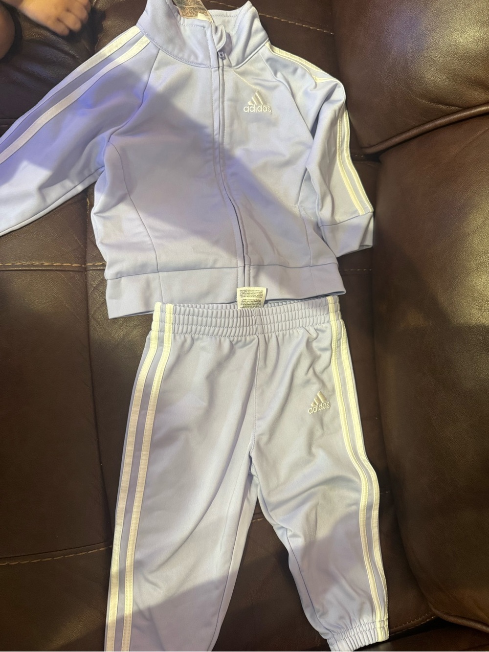 adidas Lavender Kids Track Jacket and Pants Set with White Stripes